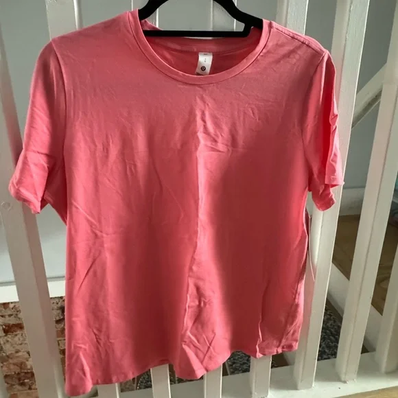 NWT Lululemon Organic Cotton Straight-Hem Crewneck T-Shirt in Sakura Pink, sz L - Picture 3 of 5